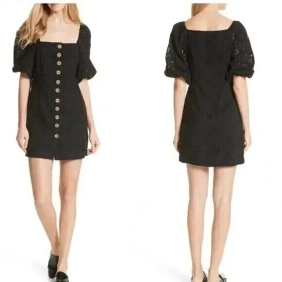 Free People BNWT womens "daniella" eyelet mini button up dress BNWT sz 6 NEW - Picture 12 of 12